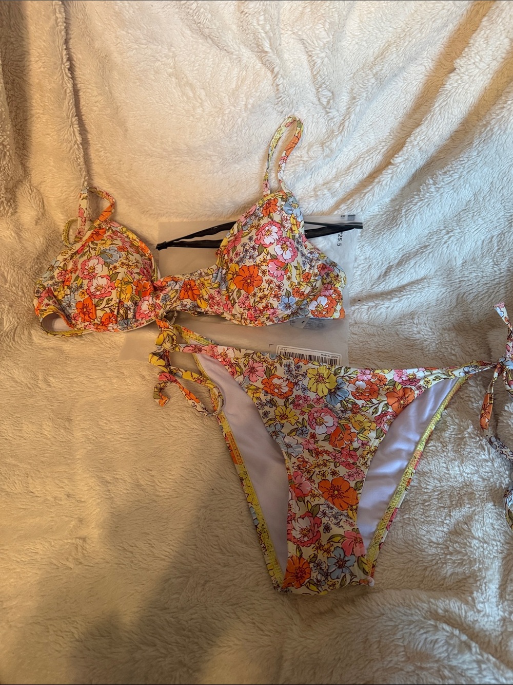 Floral Tie-Side Bikini Set - Yellow Multi